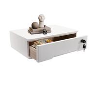 RjcdOPL Boîte de Rangement avec Tiroir Verrouillable, Organisateur de Bureau en Bois, L40 x P28 x H12cm (Blanc)