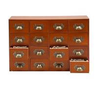 RjcdOPL Boîte de Rangement Table à 16 Tiroirs, Organisateur de Bureau en Bois, Prêt à l'emploi, pour Fournitures de Bureau, Bijoux, Médicaments (Marron)