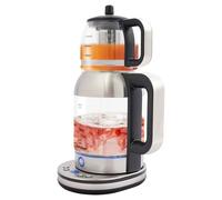 RjcdOPL Bouilloire Électrique Double 2L avec Théière en Verre 1L, Machine à Thé 2000 W, Infuseur Amovible, Écran LCD, Réglage Température 40-100 °C, Idéale Cuisine, Bureau, Camping