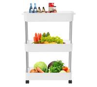 RjcdOPL Chariot de Rangement Cuisine/Salle de Bain 3 Niveaux en PP et INOX, Charge Maximale 10kg, pour Assaisonnement, Légume, Article de Toilette