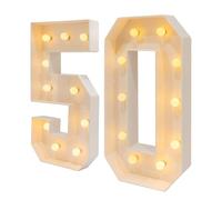 RjcdOPL Chiffres Lumineux LED 2000-3000K en Hauteur 100cm, Décoration d'Anniversaire 30/40/50, Lumineux Géants Chiffres Pour Anniversaire, Mariage, Fête (50)