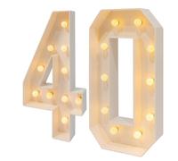 RjcdOPL Chiffres Lumineux LED 2000-3000K en Hauteur 100cm, Décoration d'Anniversaire 30/40/50, Lumineux Géants Chiffres Pour Anniversaire, Mariage, Fête (40)