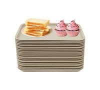 RjcdOPL Lot de 24 Plateaux de Service en PP, Compatibles Lave-Vaisselle et Micro-Ondes, 36 x 27cm, pour Fast-Foods, Restaurants, Cafétérias (Kaki)