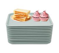 RjcdOPL Lot de 24 Plateaux de Service en PP, Compatibles Lave-Vaisselle et Micro-Ondes, 36 x 27cm, pour Fast-Foods, Restaurants, Cafétérias (Bleu)