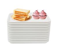 RjcdOPL Lot de 24 Plateaux de Service en PP, Compatibles Lave-Vaisselle et Micro-Ondes, 36 x 27cm, pour Fast-Foods, Restaurants, Cafétérias (Blanc)