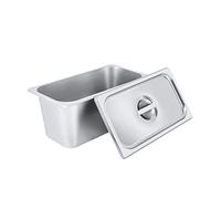RjcdOPL Lot de 4 Bac Alimentaire GN 1/3 en Inox 5 L, 32,5 × 17,5 × 15 cm, Plat Gastronome Profond avec Couvercle, pour Buffet, Restaurant, Cantine
