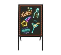 RjcdOPL Panneau Publicitaire LED, Tableau d'Affichage Sur Pied avec 8 Marqueurs Fluorescents et Télécommande, 11 Modes Clignotants, Léger et Pliable, Pour Bars, Cafés, Restaurants, Magasins