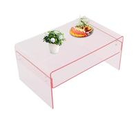 RjcdOPL Table d'Appoint en Acrylique, Bout de Canapé 2 Niveaux, Table de Chevet 80 × 50 × 38 cm, Acrylique 10 mm, Charge 40 kg, Design Rectangulaire, pour Salon et Chambre (Rose)