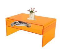 RjcdOPL Table d'Appoint en Acrylique, Bout de Canapé 2 Niveaux, Table de Chevet 80 × 50 × 38 cm, Acrylique 10 mm, Charge 40 kg, Design Rectangulaire, pour Salon et Chambre (Orange)