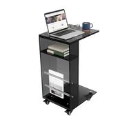 RjcdOPL Table d'Appoint en Acrylique, Table de Canapé en Forme C à roulettes avec Freins, Charge 20 kg, Design Modern Minimaliste, 35 × 30 × 55 cm, pour Salon Chambre Bureau (Noir)