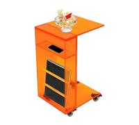 RjcdOPL Table d'Appoint en Acrylique, Table de Canapé en Forme C à roulettes avec Freins, Charge 20 kg, Design Modern Minimaliste, 35 × 30 × 55 cm, pour Salon Chambre Bureau (Orange)