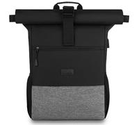 RJEU Sac à dos pour ordinateur portable de 17" - Pour homme et femme - Pour l'école, l'étude, les voyages, le sac à dos scolaire (noir/gris-26L)
