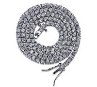 RJGYMTAZ Chaîne de Tennis for Homme, chaîne de clavicule, rangée Simple de 3 mm, chaîne de Tennis, Or, 61 cm(Silver_20 inches)