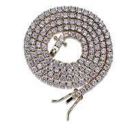 RJGYMTAZ Chaîne de Tennis for Homme, chaîne de clavicule, rangée Simple de 3 mm, chaîne de Tennis, Or, 61 cm(Gold_24 inches)