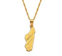 RJGYMTAZ Collier avec Pendentif Carte de Madagascar - Symbole Ethnique de l'Afrique - Pendentif Carte malgache - for Femme et Homme - Bijou Hip-hop - Cadeau de fête