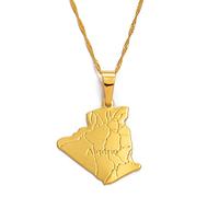 RJGYMTAZ Colliers avec Pendentif Carte de l'Algérie - for Femmes et Hommes - Chaîne Patriotique Nationale - Bijou Tendance Unisexe, idéal for Une fête ou Un Anniversaire