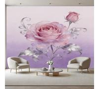 RJHDJSA Rose rêveuse Papier Peint Panoramique Fleurs de Plantes Poster Geant Mural, Violet Papier Peint Intissé Mural pour Salon Canapé TV Fond Décoration Murale 400x280cm(L x H)