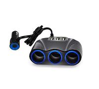 RJJX 3 Way Port USB 3 3.1A Blue LED Voiture Allume-Cigare Hub Socket Splitter Adaptateur 12V-24V Fit for IPad Smartphone DVR GPS