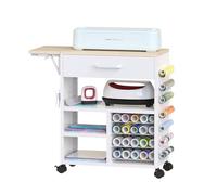 RJOKMT Chariot à roulettes avec tiroirs de rangement et roues - Organiseur mobile robuste pour machines Cricut et fournitures de scrapbooking | Étagères réglables