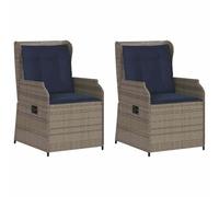 RJPLMFV Banc De Jardin 2 Places Gris Polyrotin | Dossier Réglable, Coussin Amovible, Acier Traité, Confortable Pour Terrasse