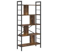 RJPLMFV Bibliotheque Industrielle Bois Ingenierie 75x30x156 cm | Cadre acier robuste, etageres spacieuses, style loft, entretien facile, pour salon bureau