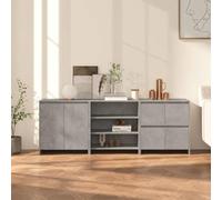 RJPLMFV Buffet Bas Gris Béton, 3 Pièces, Bois Ingénierie | Meuble Rangement Latéral, Dessus Robuste, Facile à Nettoyer, Idéal pour Décor