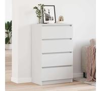 RJPLMFV Buffet Blanc 4 Tiroirs Bois d'Ingénierie | Meuble Rangement Salon, Design Moderne, Surface Résistante Humidité, 60x35x98,5 cm