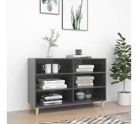 RJPLMFV Buffet Gris 103,5x35x70 cm, 6 Étagères, Bois d'Ingénierie | 4 Pieds en Bois Stable, Scandinave Chic, Idéal pour Livres et Décor, Nettoyage Facile