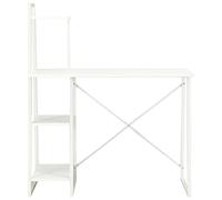 RJPLMFV Bureau avec Étagère Blanc 102x50x117 cm | Acier Enduit de Poudre, Robuste et Stable, Bureau Bibliothèque, Rangement et Affichage