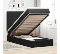 RJPLMFV Cadre de lit Ottoman avec Matelas Noir 80x200 cm Velours | Rangement hydraulique, Ressorts ensachés, Surmatelas amovible, Confort premium