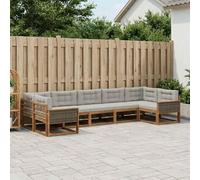 RJPLMFV Canapé Sectionnel Extérieur 7 Pièces Acacia Massif | Dossier Lamelle Ergonomique, Accoudoirs Confortables, Cadre à Lattes Robuste, Assemblage Facile