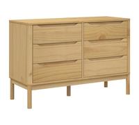 RJPLMFV Commode 6 Tiroirs en Bois de Pin Massif Brun | Bois de pin massif, 6 tiroirs spacieux, dessus d'exposition, pieds stables, style rustique, teinte brune