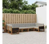RJPLMFV Ensemble Canape Exterieur 7 Pieces Acacia Marron | Dossier lamelle ergonomique, cadre lattes robuste, assemblage facile, entretien minimal