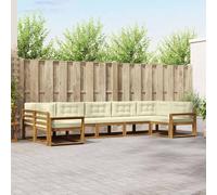 RJPLMFV Ensemble Canape Exterieur Acacia 7 Pieces Marron Naturel | Bois massif, Dossier lamelle ergonomique, Accoudoirs confortables, Cadre lattes robuste, Assemblage facile