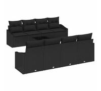 RJPLMFV Ensemble Canape Jardin 7 Pieces Noir Polyrotin | Table en verre, Rangement integre, Design modulaire, Acier traite