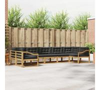 RJPLMFV Ensemble Canapes Exterieur 7 Pcs Blanc Anthracite | Bois Acacia Massif, Dossier Lamelle, Cadre Lattes Robuste, Assemblage Facile, Entretien Minimal