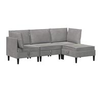 RJPLMFV Ensemble Meubles Salon 4 Pieces Velours Gris Claire Contreplaque | Assise rembourree, rangement integre, style minimaliste, entretien facile, support 110 kg par siege