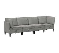 RJPLMFV Ensemble Meubles Salon 4 Pieces Velours Gris Claire | Velours doux, contreplaque robuste, rangement integre, assise rembourree, entretien simple, style minimaliste