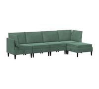 RJPLMFV Ensemble Meubles Salon 5 Pieces Velours Vert Ocean Contreplaque | Velours doux, contreplaqué durable, assise rembourrée, rangement spacieux, entretien simple, capacité 110 kg par siège