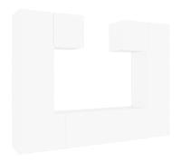 RJPLMFV Ensemble Meubles TV 6 Pieces Blanc Bois Ingenierie | Rangement Magazines DVD, Design Classique Mural, Surface Lisse, Manuel Montage Inclus