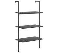 RJPLMFV Étagère Inclinée 3 Niveaux Noir 64x35x120,5 cm | Cadre en acier solide, rangement mural, pour salon chambre balcon, fixation fournie