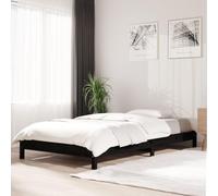 RJPLMFV Lit Empilable en Bois de Pin Massif Noir 75x190 cm | Sans Matelas, Cadre Superposé, Design Rustique, Lattes Incluses, Gain de Place