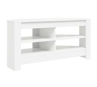 RJPLMFV Meuble TV d'angle Blanc 102 x 40,5 x 45 cm Bois D'ingénierie | Design Moderne, Étagères Multiples, Surface Mate Résistante, Pour Salon Contemporain