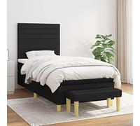 RJPLMFV Sommier à Lattes avec Matelas Noir 80x200 cm | Tête Réglable, Ressorts Ensachés, Support Médium, Banc de Pied, Protège-Matelas Inclus