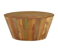 RJPLMFV Table Basse Bois Massif de Récupération Ø65x31 cm | Fabriquée à la main, couleurs variées, pièce unique, écologique, rangement pour magazines