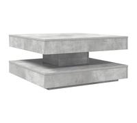 RJPLMFV Table Basse Rotative 360 Degrés Gris Béton 70x70x34,5 cm | Bois d'ingénierie durable, étagère de rangement inférieure, surface lisse facile à nettoyer, design moderne pour salon
