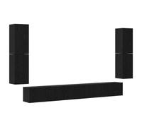 RJPLMFV Unites TV Montage Mural 4 Pcs Chene Noir Bois Ingenierie | Etagere Ouverte, Rangement Multimedia, Design Moderne, Facile Nettoyer