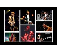 RJR PRINTS Kurt Cobain - Nirvana avec autographe avec autographe 30,5 x 20,3 cm avec une signature pré-imprimée qui ferait un superbe cadeau pour tout fan.