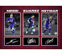 RJR PRINTS Lionel Messi, Luis Suarez et Neymar - Barcelona Legends Signé A4 Montage Photo Impression Pré-imprimé Signature Autographe Football Cadeau