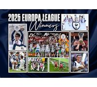 RJR PRINTS Tottenham 2025 Europa League Team Montage photo avec autographes pré-imprimés qui ferait un superbe cadeau pour tout fan.